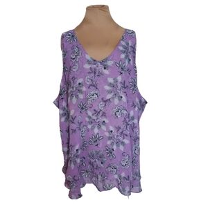Lane Bryant Lavender Paisley‎ Sleeveless Chiffon Blouse Women's Plus 34/36